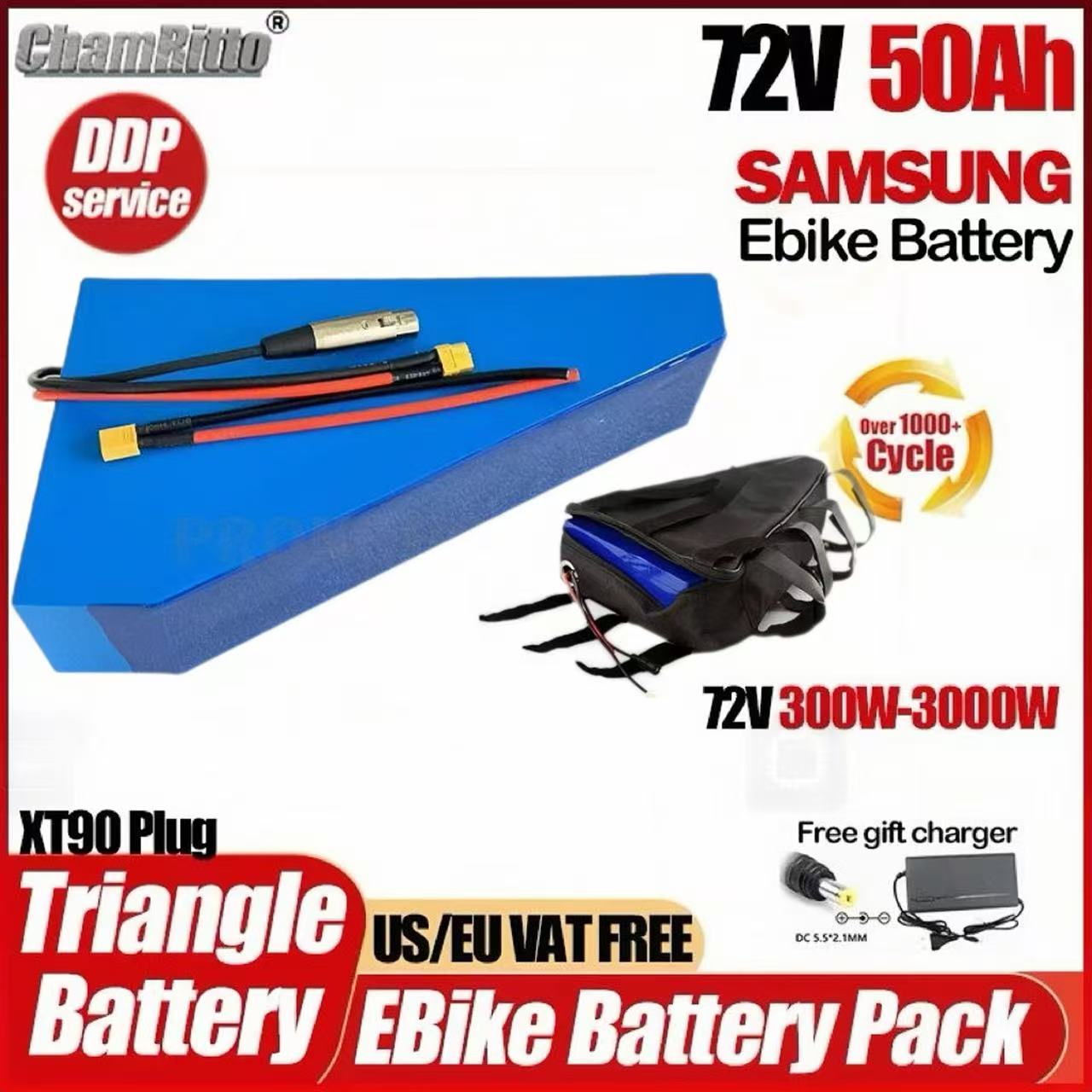 Ebike Conversion Kit 72V 3000W - Batería triangular de litio para bicicleta