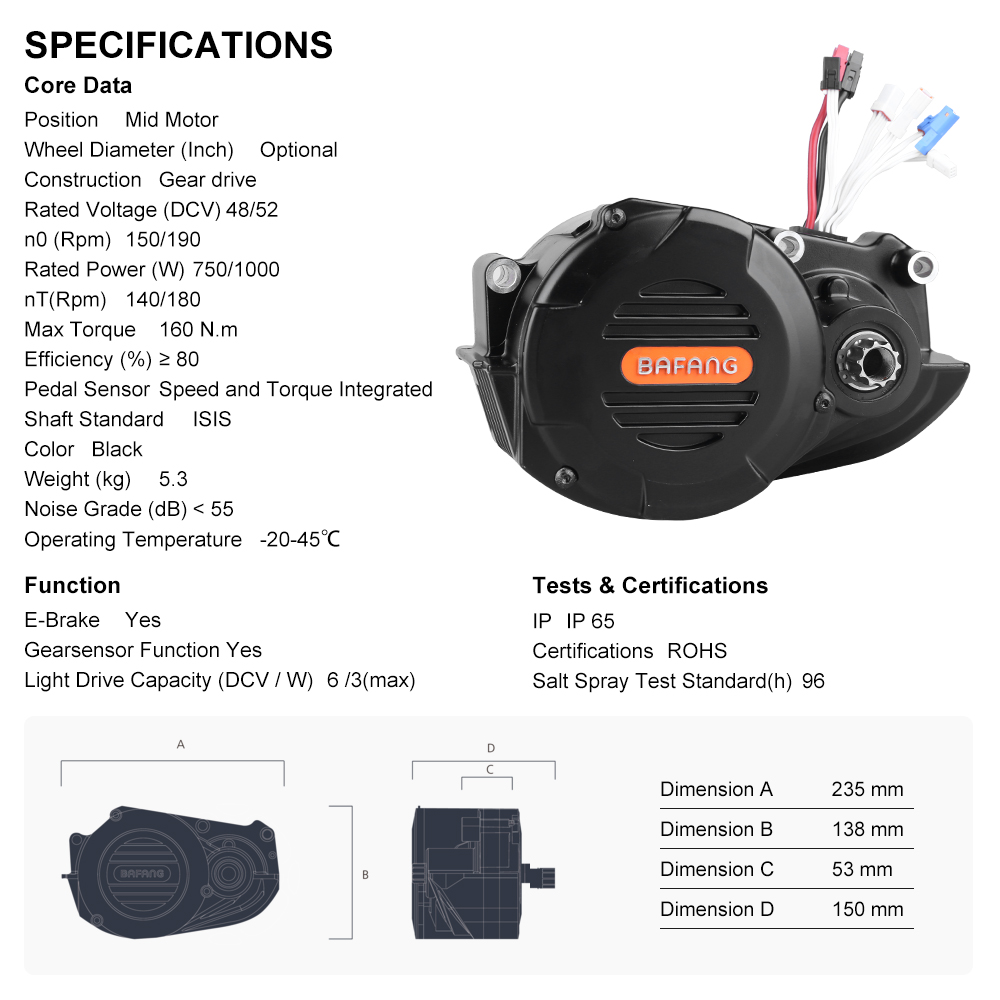 Kit de conversión para bicicle - Mid Drive Motor Kit 52V 1000W reseña y precio
